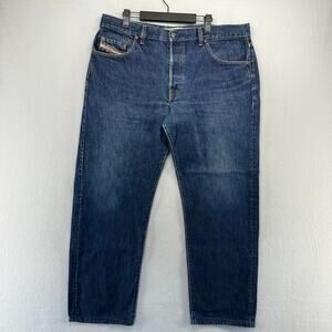 Diesel jeans men's 38 Fit 37x29 Blue Dark Wash Made IN Italy Button Fly Vintage
